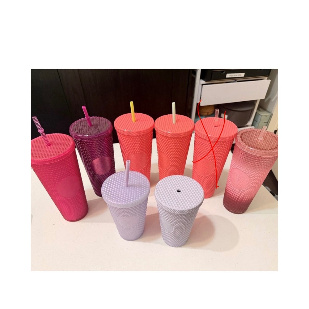 Starbucks Studded Tumbler Lot of 7 Coral Unicorn Pink Sangria 24oz 16oz Cups